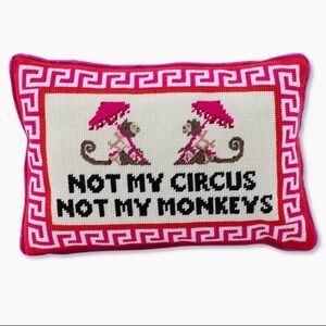 Furnbish Whimsical Pink and White Accent Pillow